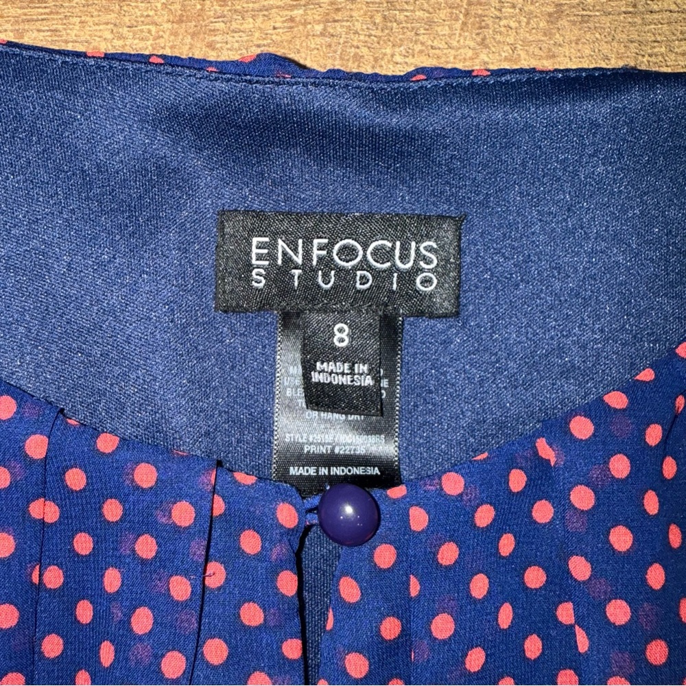 Enfocus Studio Navy With Red Polka Dot Dress - Picture 3 of 13
